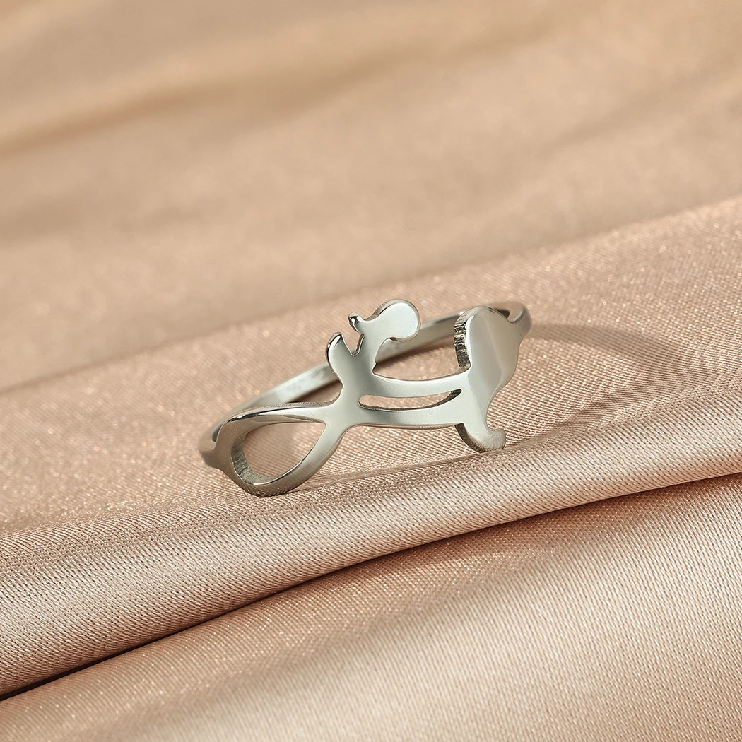 CHENGXUN Stainless Steel Mother and Child (Son or Daughter) Infinity Ring Mama and Baby Ring Sterling Silver Ring