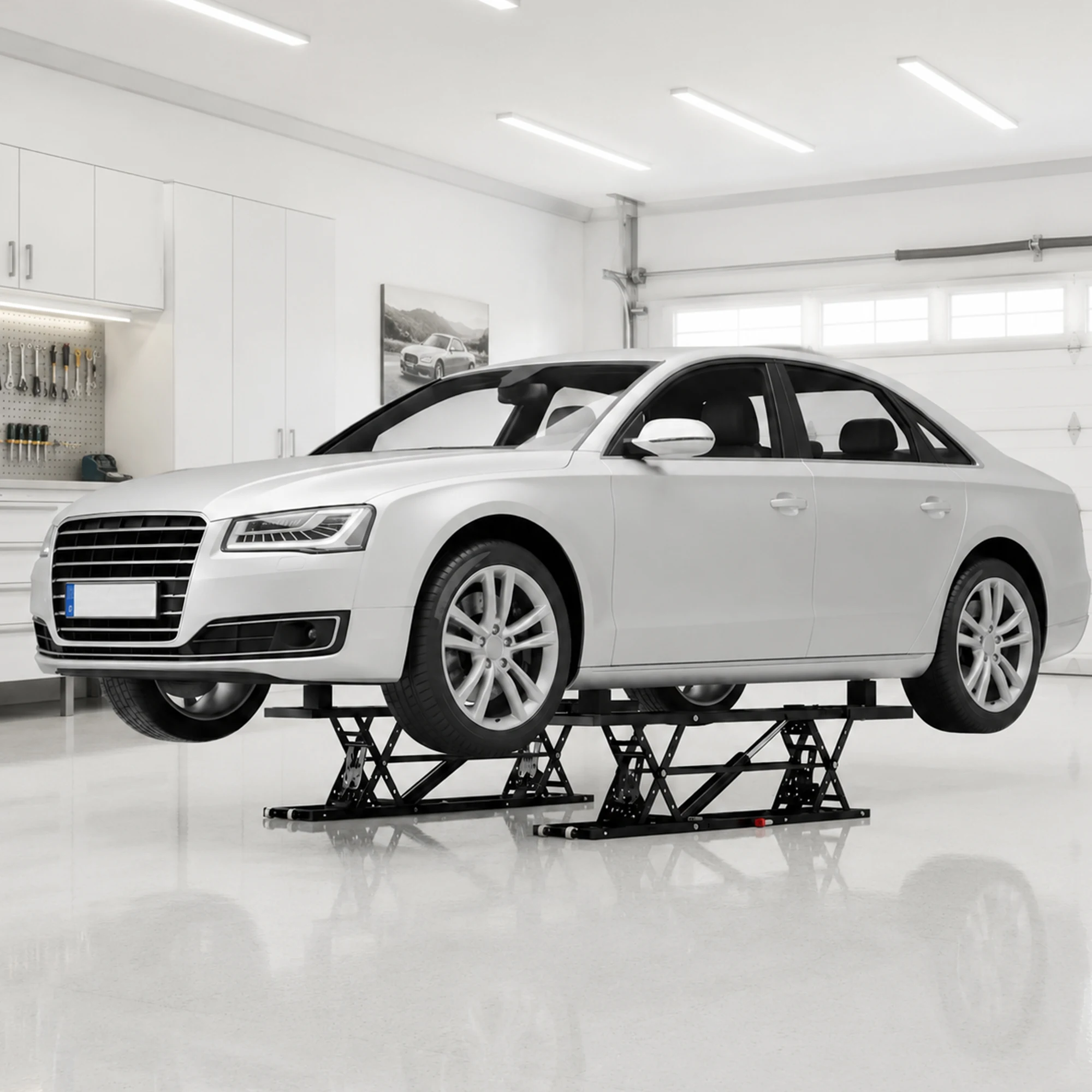 9000LBS Portable Electric Hydraulic Car Lift, Q235-B Carbon Steel Auto Lift W/28' Max Height & 11.5' Extension Plates, Vehicle Hoist for Sedan, SUV, Pickup & Home Garage