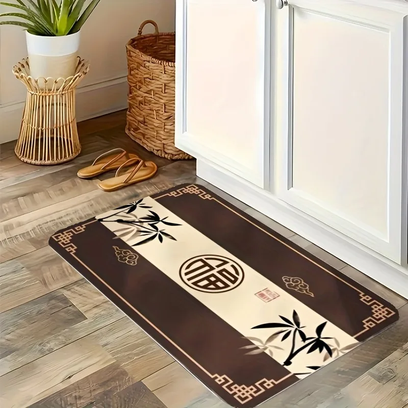 

1PC New Year Blessing Kitchen Rug Non-Slip Door Mat Pop design Bathroom Rug Bath Mat Carpet for Home Sink Laundry Decoreeree