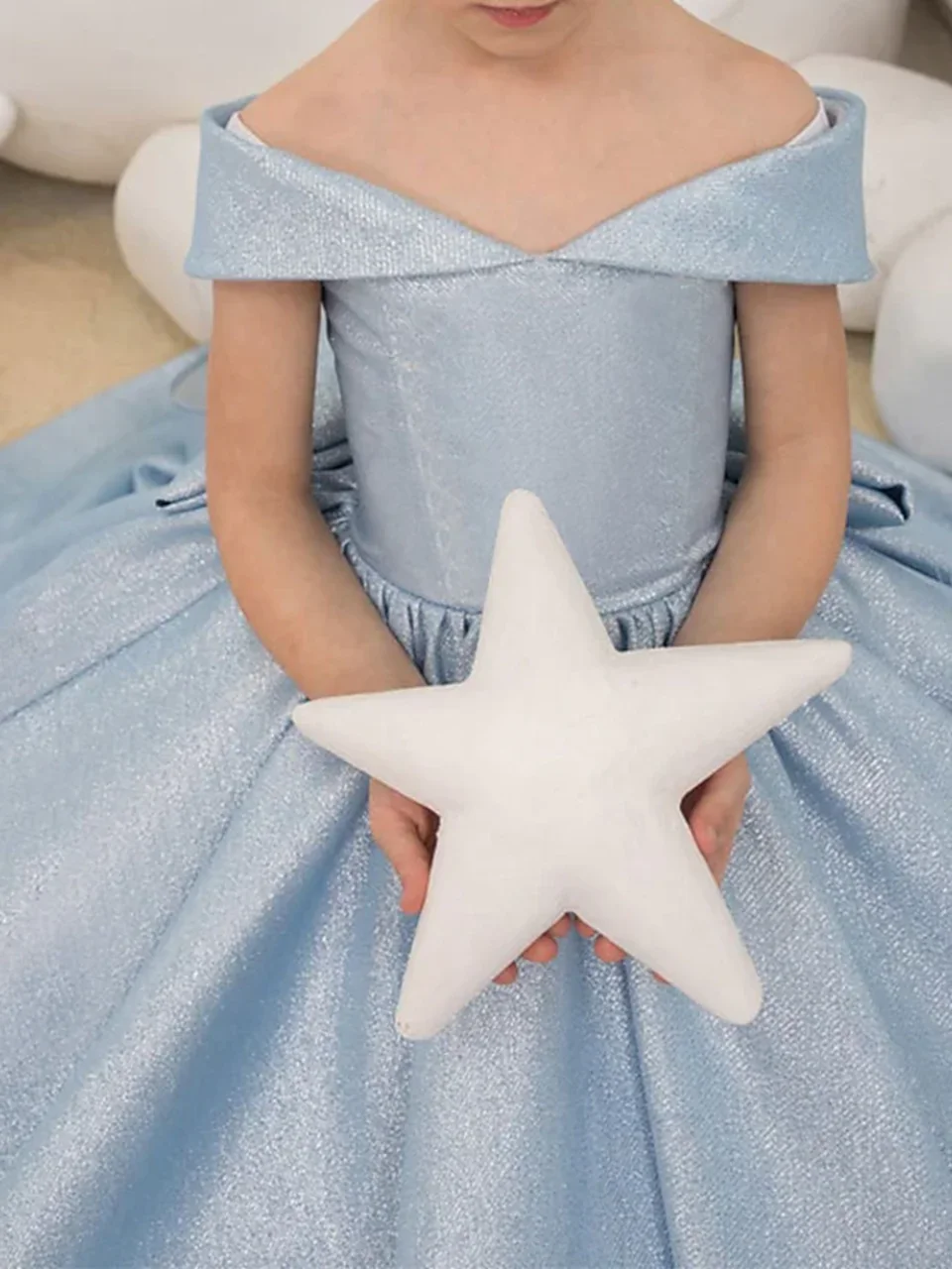 Light Blue Flower Girl Dresses Simple Bow Elegant Princess Satin Ball Gown For Kids Birthday Party First Communion Dress