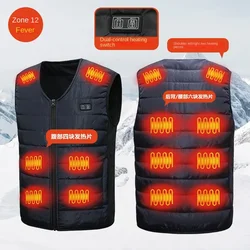 Plus-size 8XL V-neck heating vest for seniors Thickened fleece elastic electric vest for heating and warmth