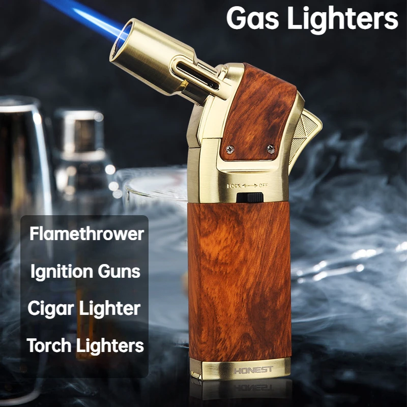 Metal Butane Gas Lighters Multifunctional Outdoor Barbecue Kitchen Ignition Guns High Temperature Welding Gun Men\'s Somking Tool