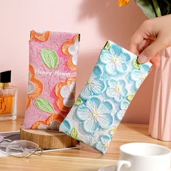 Oil Painting Pattern PU Leather Glasses Bag Automatic Closing Sunglasses Bag Multifunction Portable Eyewear Protective Cover