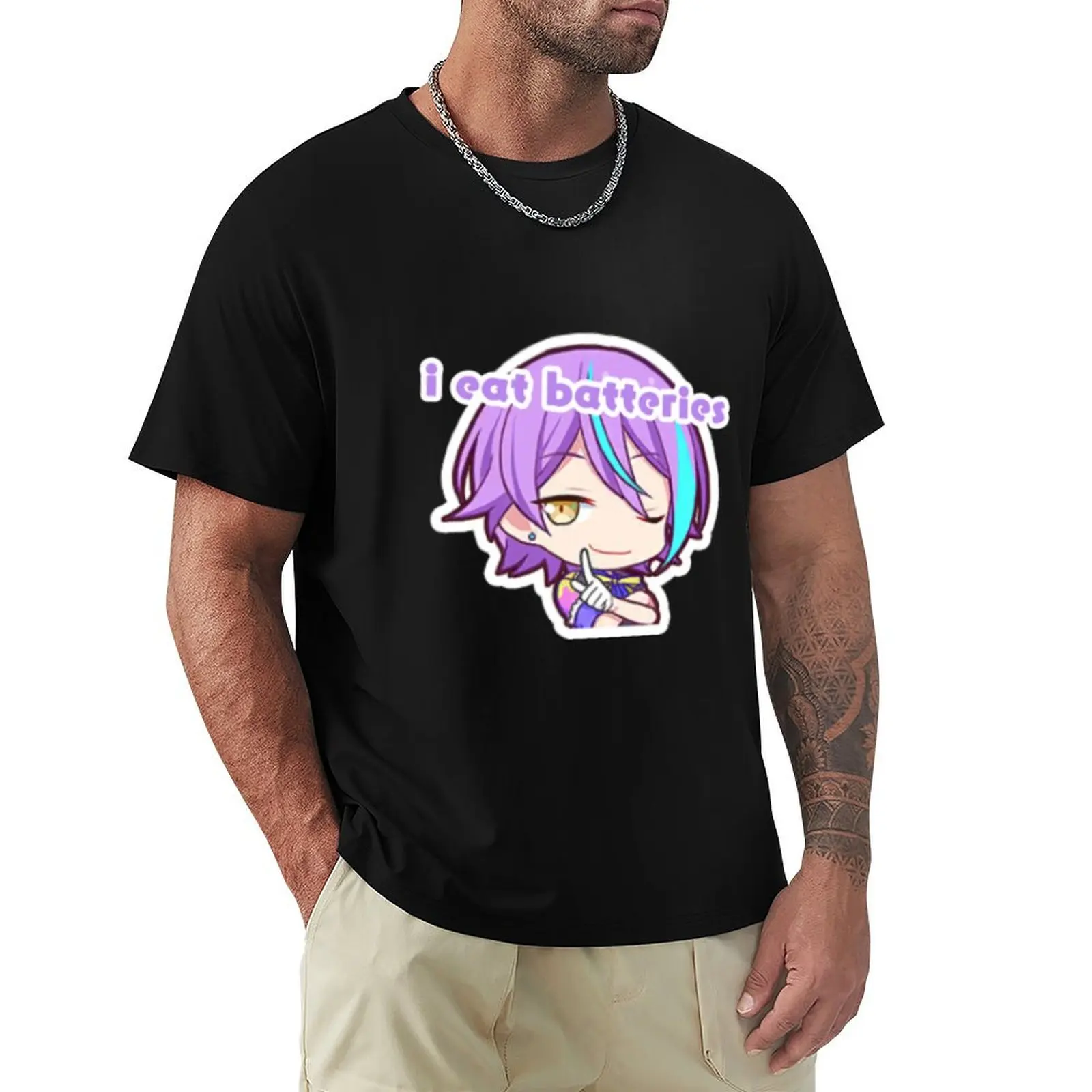 i eat batteries rui kamishiro project sekai meme T-Shirt vintage clothes man clothes funny t shirts for men