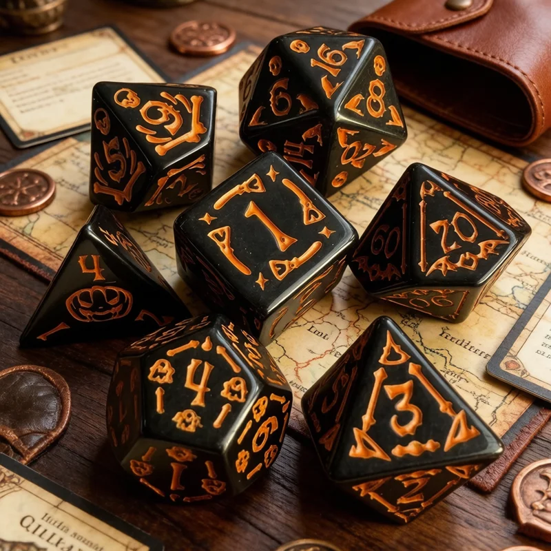 2026 NEW Halloween Multi-sided Polyhedral Dice Set 7Pcs Portable High Quality Dice Kit For Table Gaming Board Game Entertainment