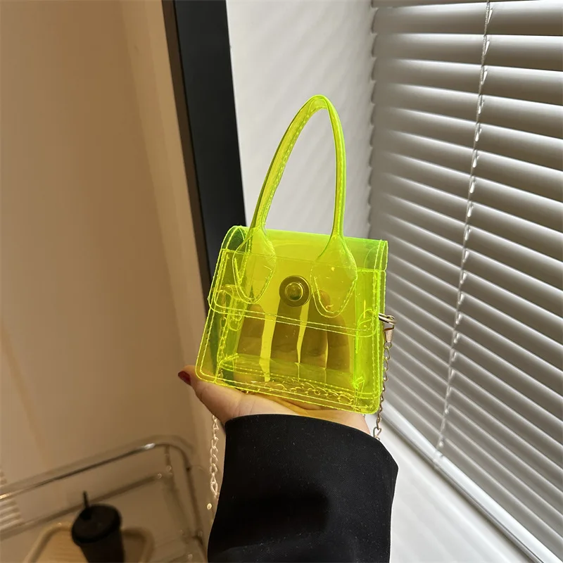 2024 New Fashion Transparent Tote Shoulder Women's Handbag Crossbody Square Bag Women's Bags Girls Small Wallet Lipstick Pouch