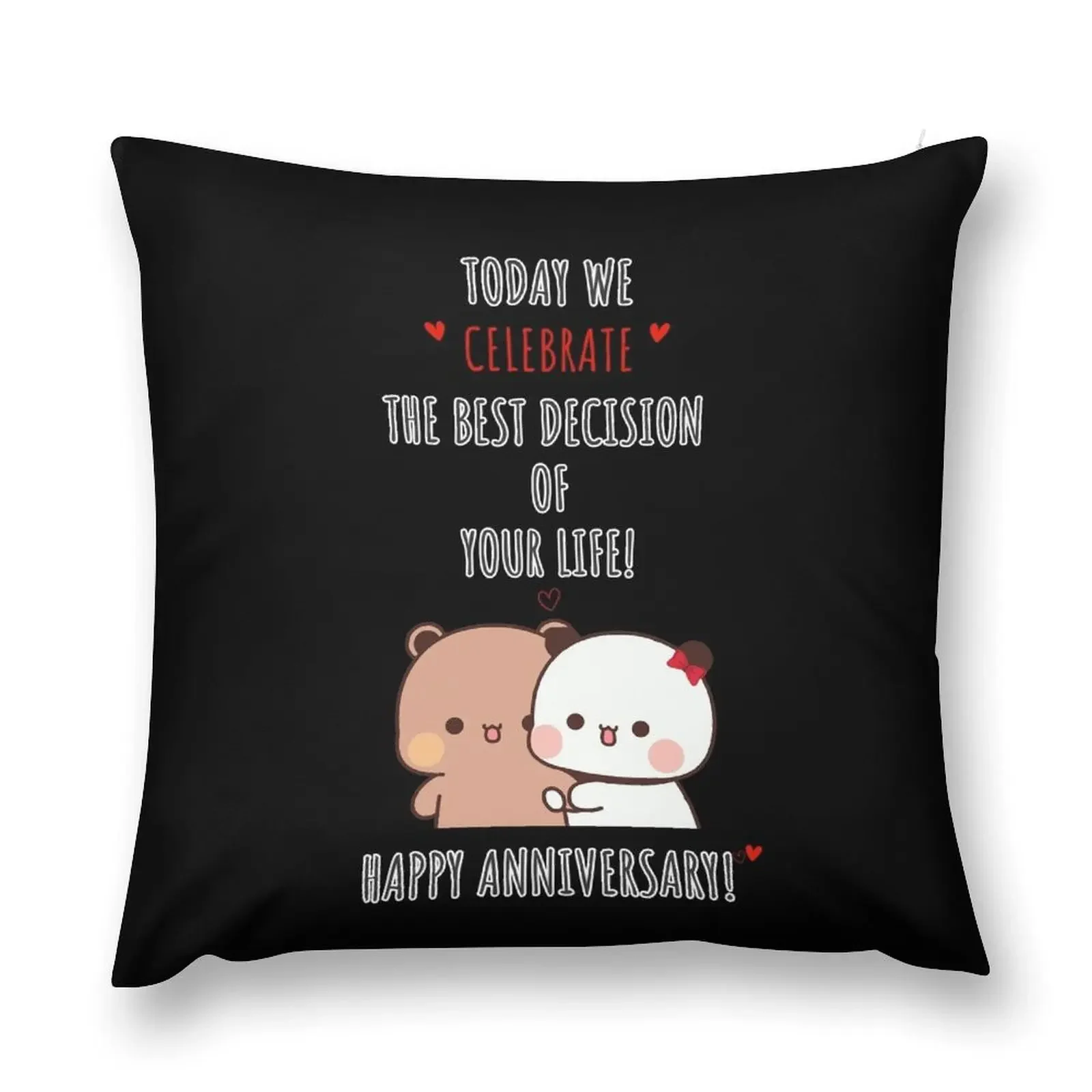 

Happy anniversary from DuDu Bear and BuBu panda Throw Pillow Decorative Pillow Covers For Sofa Cushion Cover Set pillow