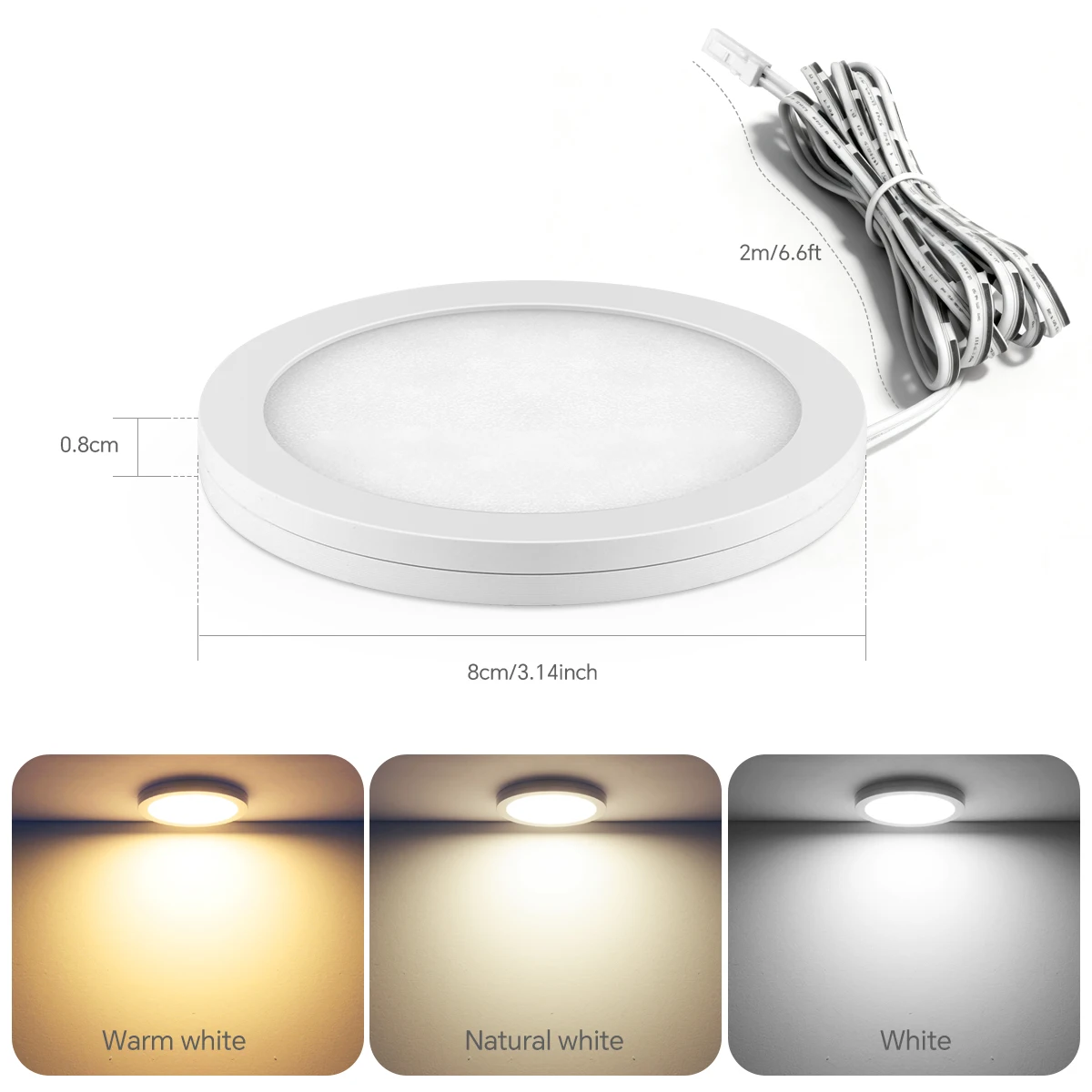 1-6PCS LED Under Cabinet Puck Lights White/Warm White/Neutral White Decor Mini Ceiling Lamp EU/US Plug