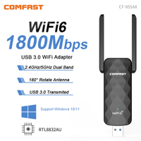 Comfast WiFi 6 High Power USB Adapter Dual External Antennas 2.4G/5Ghz Wireless USB3.0 Network Card For Laptop PC Win 10/11