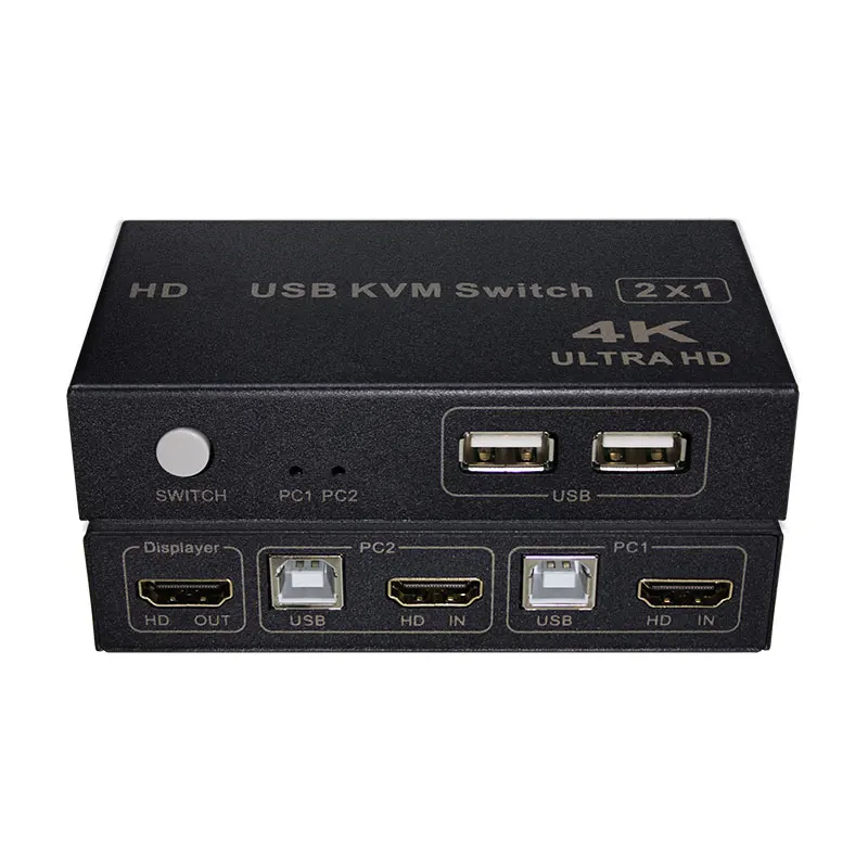 KVM HD 4K*2K@30HZ Compatible USB KVM Switch Support Share Keyboard& Mouse Set Printer Video Display