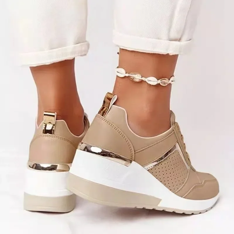 2024 New Women Chunky Sneakers Solid Color Platform Shoes Thick Bottom Zipper Women\'s Vulcanized Shoes Sneakers Zapatos De Mujer