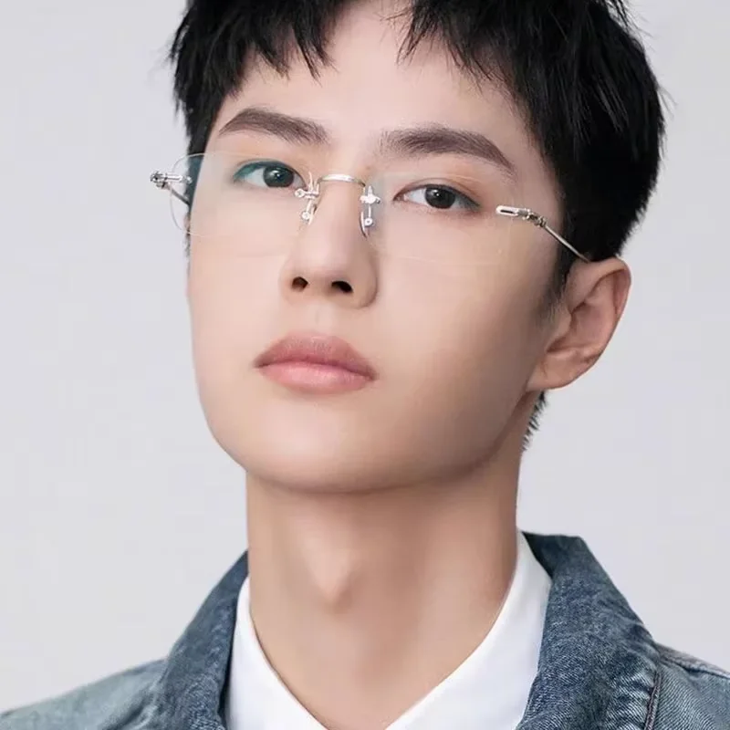 

Designer Pure Titanium Business Frames Ultra Light Frameless For Men Luxury Brand New Glasses Korea Small Square Fashion Eyewear