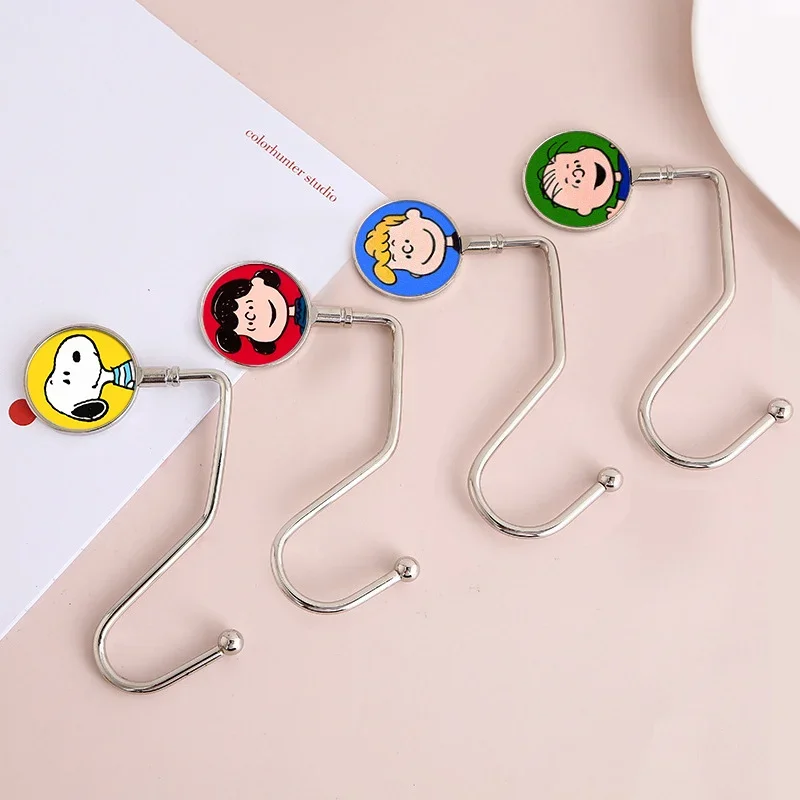 Snoopy Portable Folding Bag Hook Hanger Purse Handbag Holders Foldable Table Hook Women Handbag Organizer Office Desk Side hook