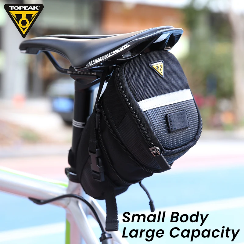 TOPEAK Bicycle Saddle Bag With 3M Reflective Strip Cycling Bike Tube Rear Tail Seatpost Expandable Bag Bike Accessorie