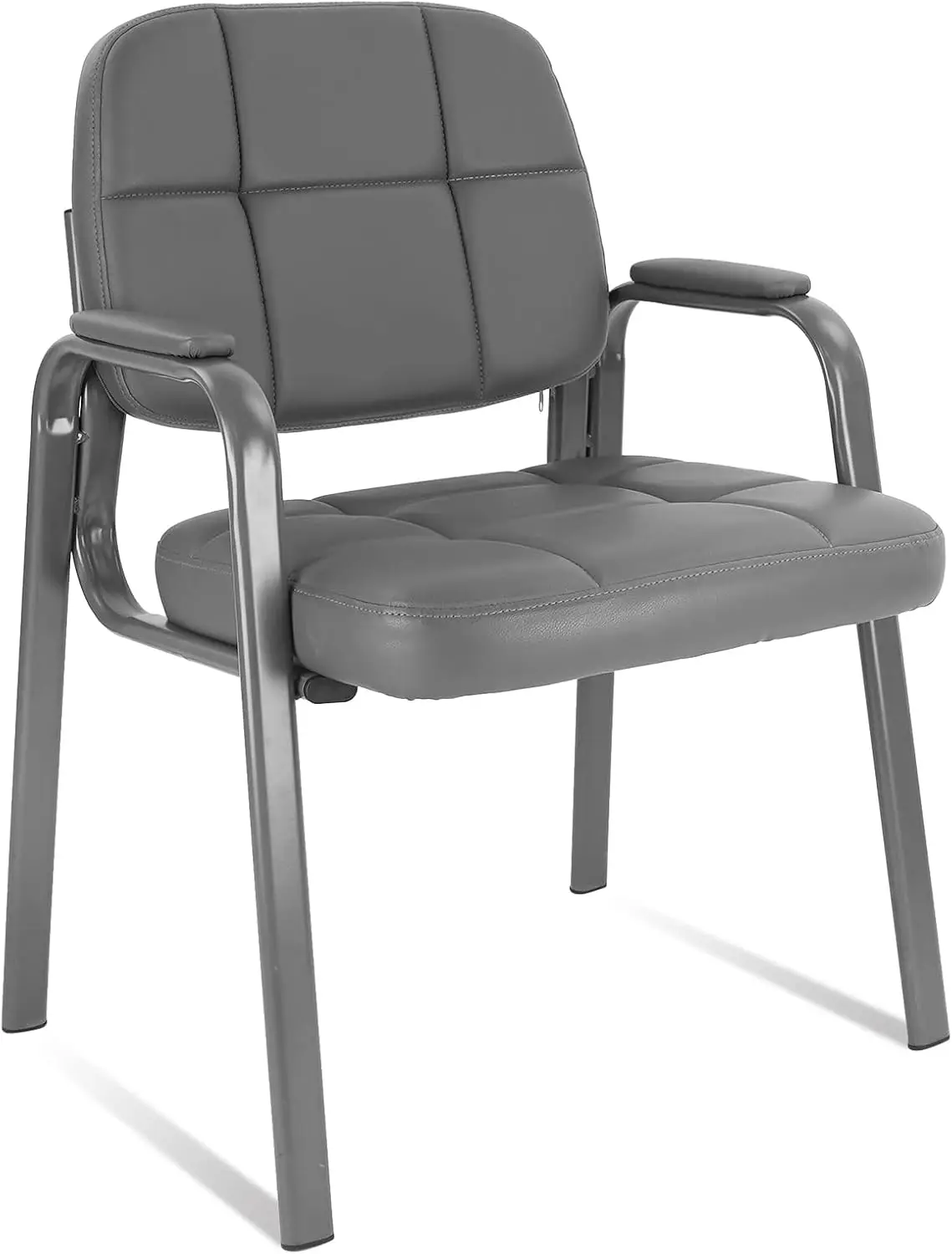 

Waiting Room Guest Chair with Bonded Leather Padded Arm Rest for Office Reception and Conference Desk(Grey 1 Pack)