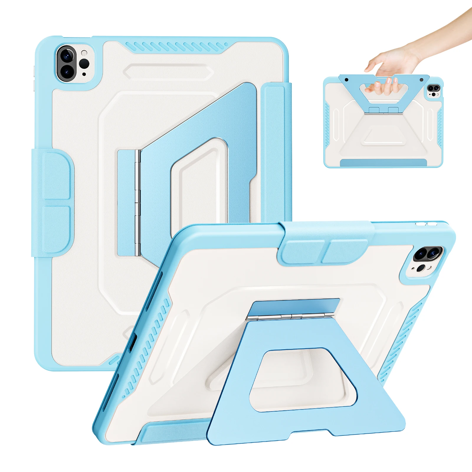 For IPAD Air 4/5 Case with Handle & Multi-Angle Stand, Magnetic Detachable Cover, Pencil Holder for IPAD PRO 11, AIR 11 M2/M3