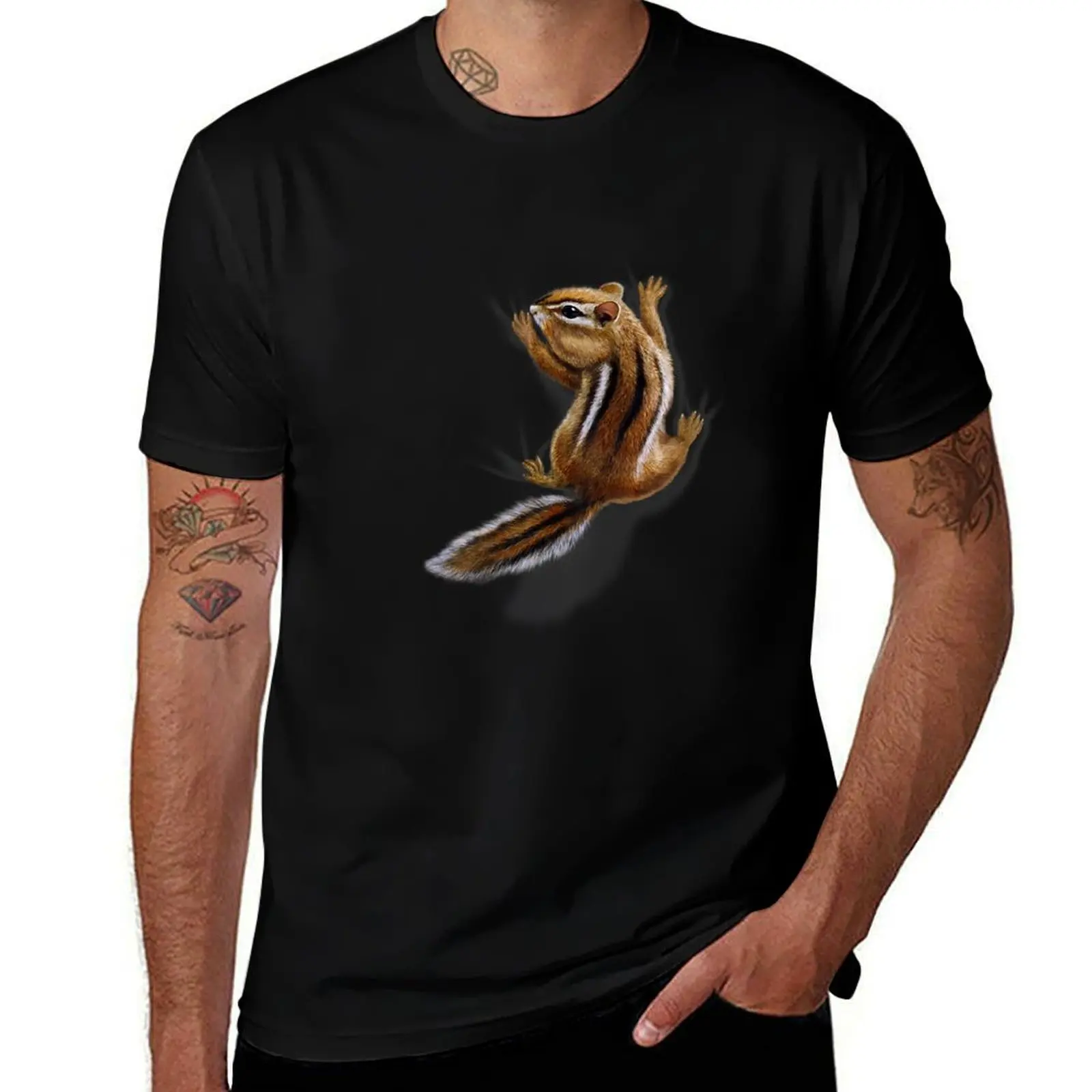 Funny Chipmunk Animal T-Shirt Basic Crew Neck Short Sleeve Top T-Shirt