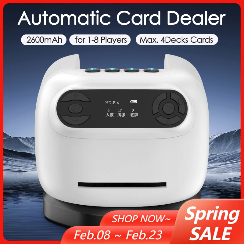 

Автоматическая машина для раздачи карт 360° ° Вращающаяся машина для распределения карт, 2600 мАч, перезаряжаемый инструмент для покера для игр для вечеринок