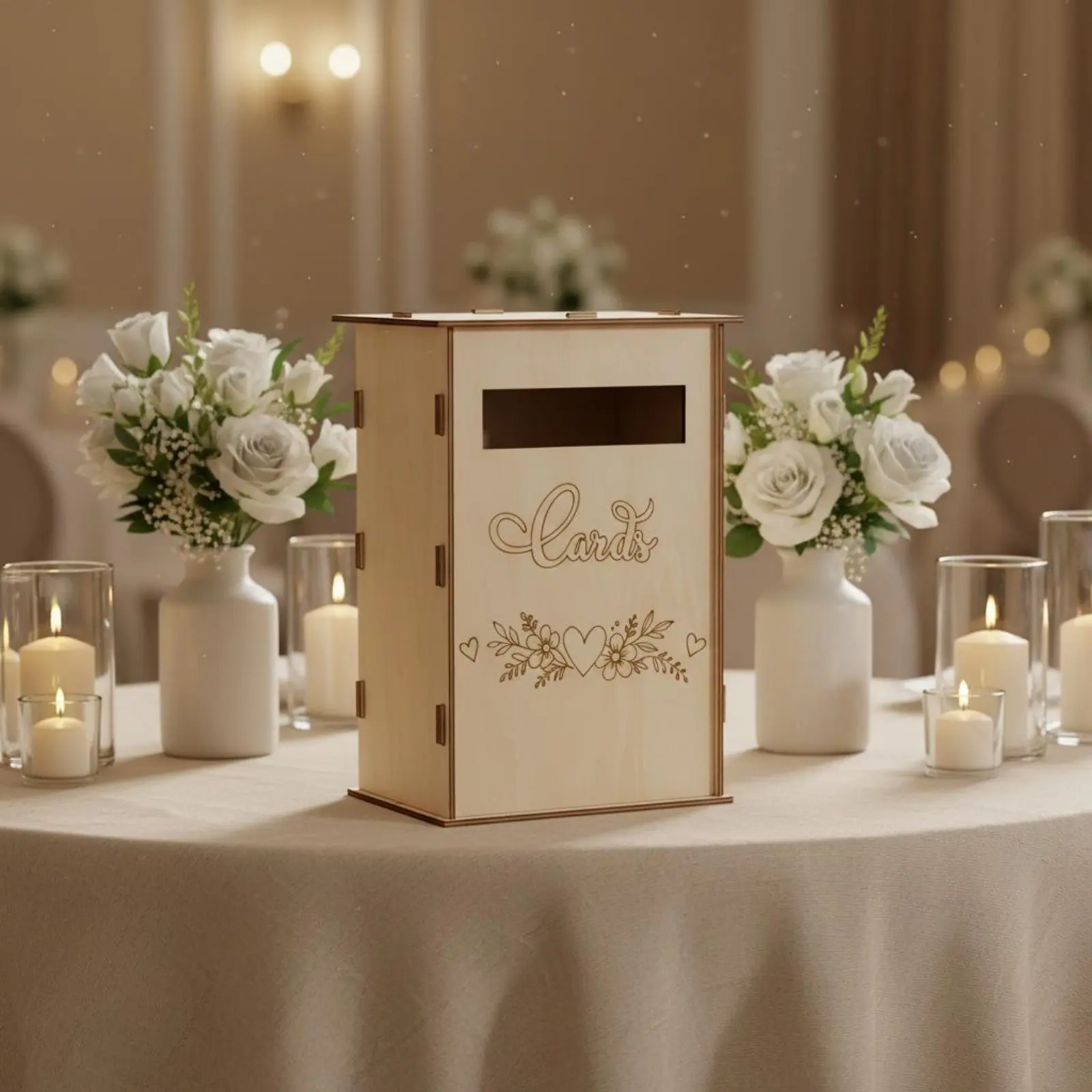 

Wooden Wedding Card Box Easy Assembly Wooden Wedding Mailbox Rustic Card Box Decorative Envelope Holder Slot Lid for Anniversary
