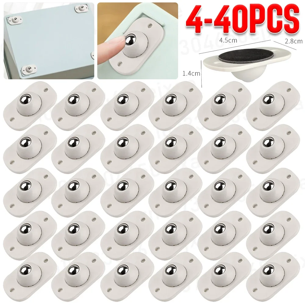 4-40pcs For Furniture Stainless Steel 360 Degree Roller Self Adhesive Furniture Caster Home Strong Load-bearing Universal Wheel