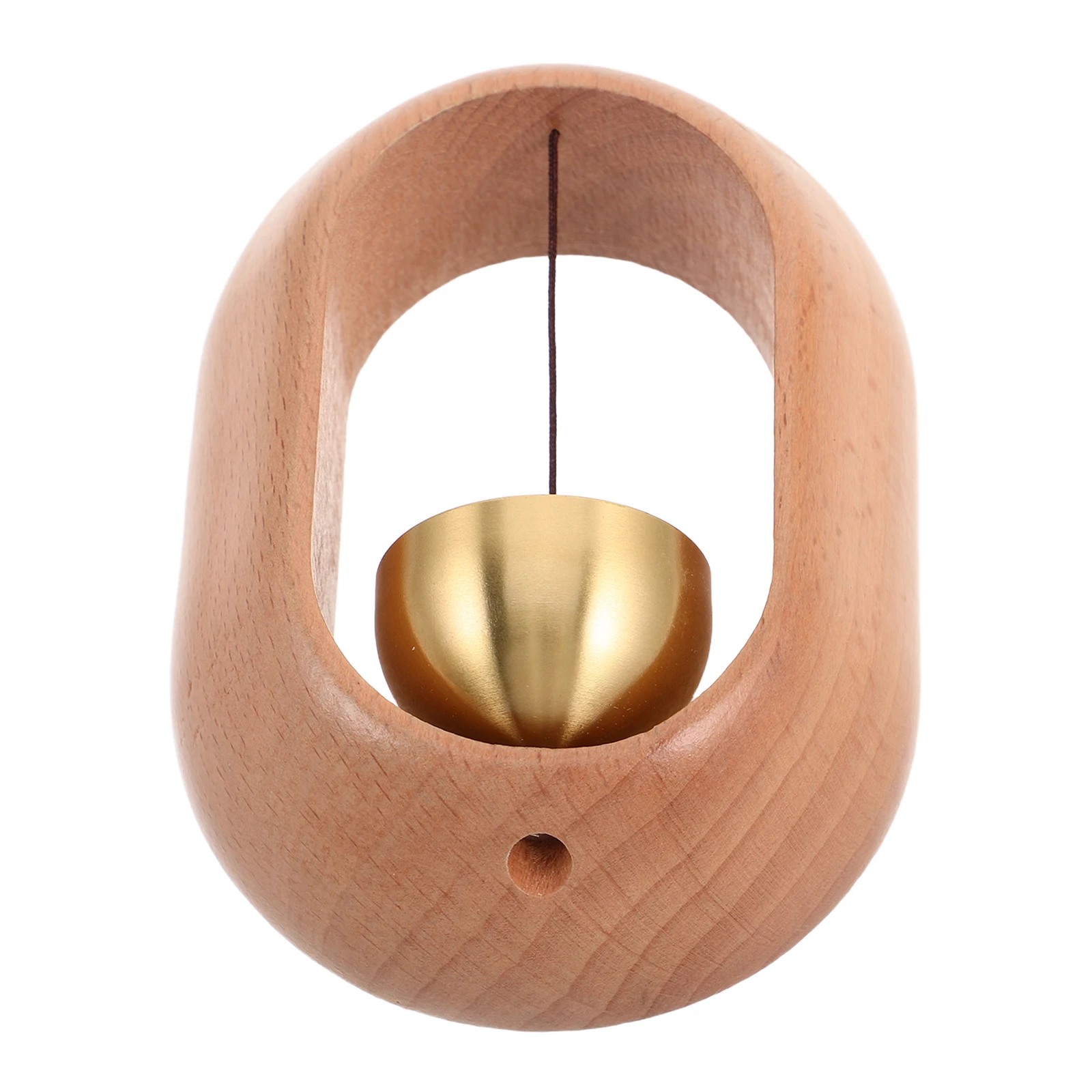 

Solid Wood Doorbell Bells for Knob Copper Wooden Ornament Light Brown Creative Magnetic
