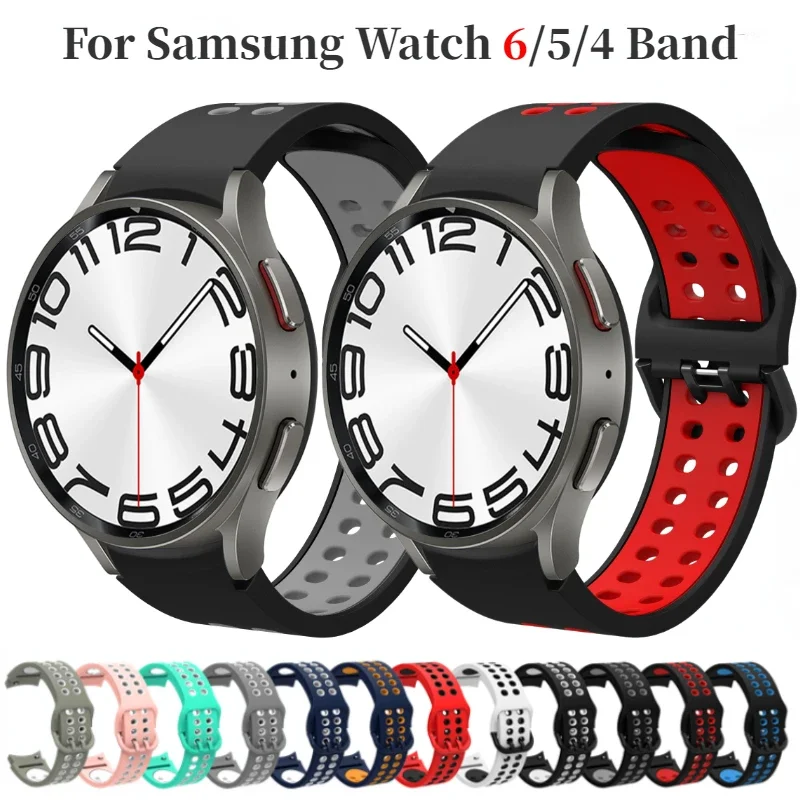 No Gap Silicone Strap for Samsung Galaxy Watch 7/6/5/4 40mm 44mm 5 Pro Sport Breathable Wristband for Watch 4/6 Classic Band