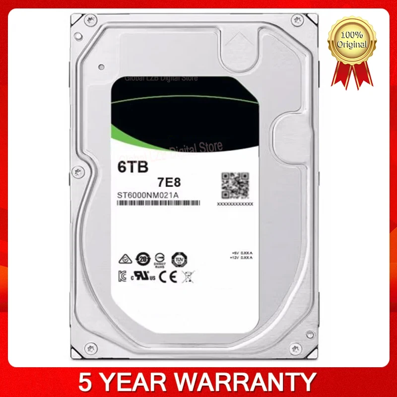 Hard Drive ST6000NM021A 7E8 HDD 6TB Internal Hard Drive Enterprise HDD CMR 3.5 Inch 512E SATA 6Gb/s 7200 RPM 256MB Cache Drive