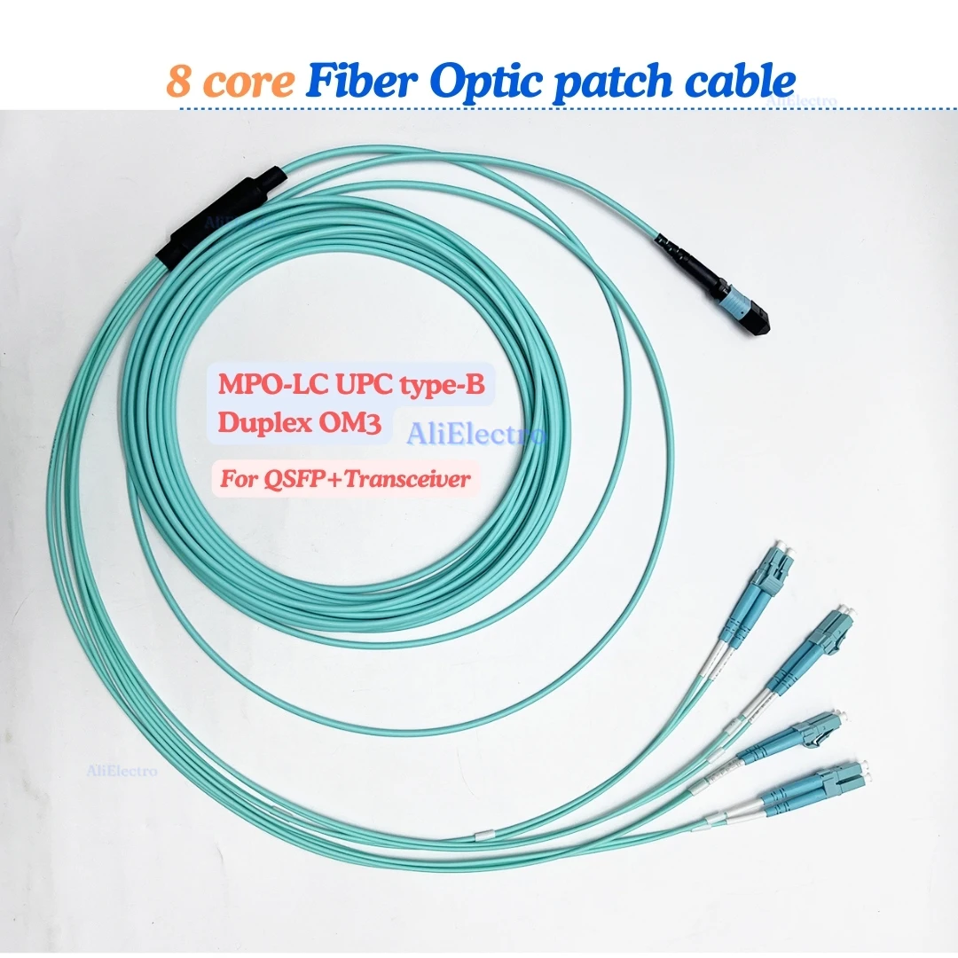 

MPO Fiber Patch Cord 8 Core TYPE-B OM3 300M MPO-Female/Male -UPC to LC Fiber Patch Cable For QSFP+Transceiver