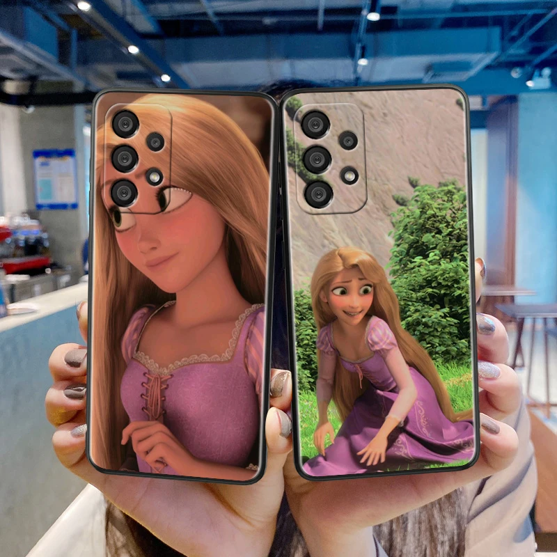 Disney Tangled Pretty For Samsung A55 A35 A25 A15 A14 A73 A53 A13 A05S A03S A02S A71 A52 A32 Black Soft Phone Case