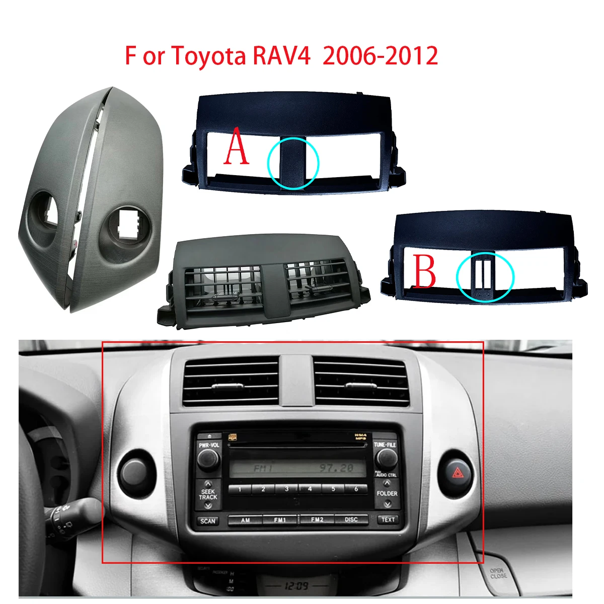 

Center Dash A/C Outlet Air Vent Panel Air Outlet Cover Replacement Accessories for Toyota RAV4 2006-2012