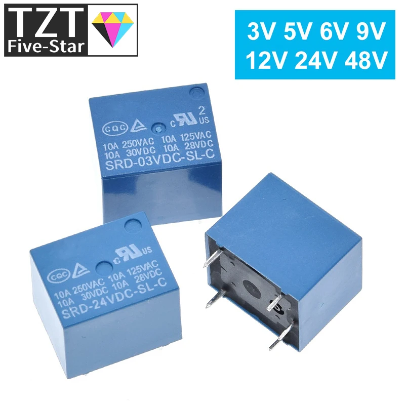 Relays SRD-03VDC-SL-C SRD-05VDC-SL-C SRD-06VDC-SL-C SRD-09VDC-SL-C SRD-12VDC-SL-C 3V 5V 6V 9V 12V 24V 48V 10A 250VAC 5PIN