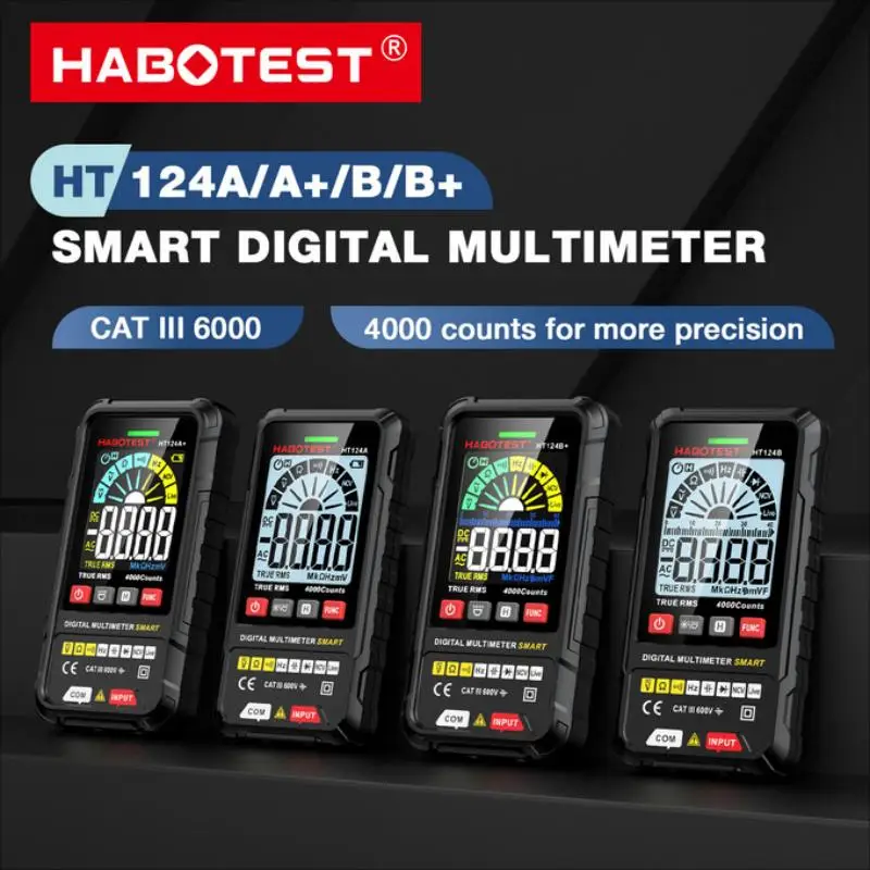 HABOTEST HT124B Digital Multimeter 4000 Counts Auto Range Voltage Tester Ohm Hz Capacitance True RMS AC DC DMM Multitester