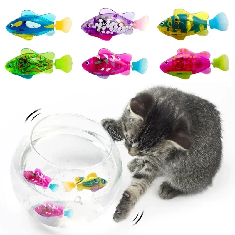 Electronic Fish Baby Summer Bath Toys Pet Cat Toy Swimming Robot Fish with LED Light Kids Water Swim Pool Bathtub Toy Funny Gift