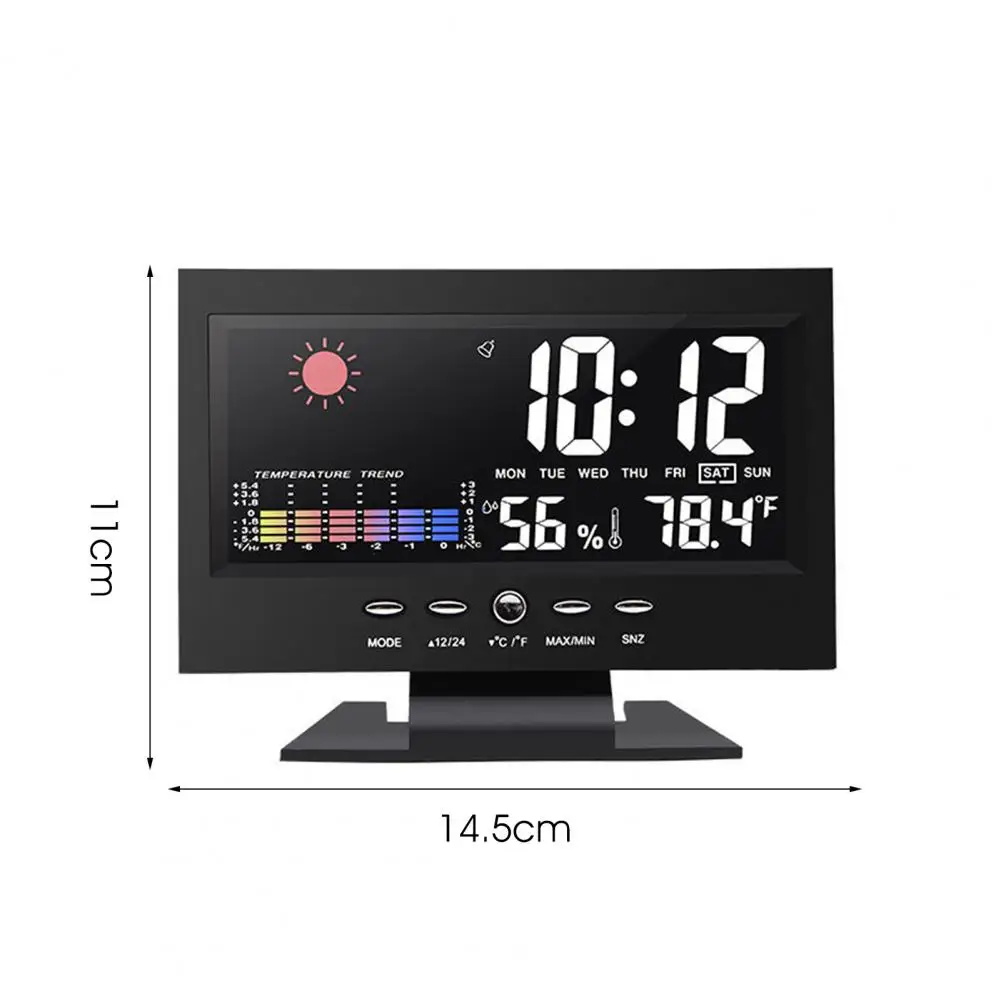 8082T Digital Clock Weather Forecast Perpetual Calendar LED Color Screen Humidity Temperature Display Wake Up Clock for Home