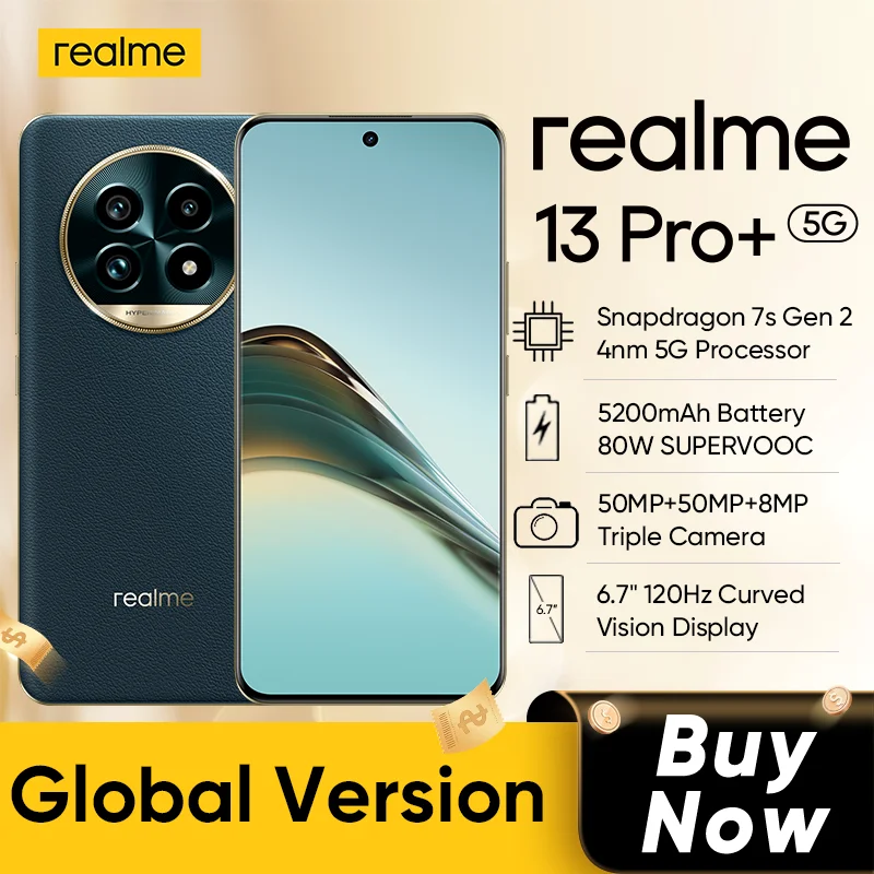 Global Version realme 13 Pro+ 5G Smartphone Snapdragon 7s Gen 2 realme 13 Pro Plus 50MP 5200mAh 80W Massive Battery OTG NFC