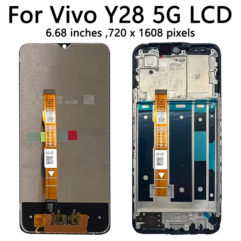 Y28 Display Screen For Vivo Y28 4G V2352 LCD Display Screen Touch Panel Digitizer For Vivo Y28 5G Display With Frame