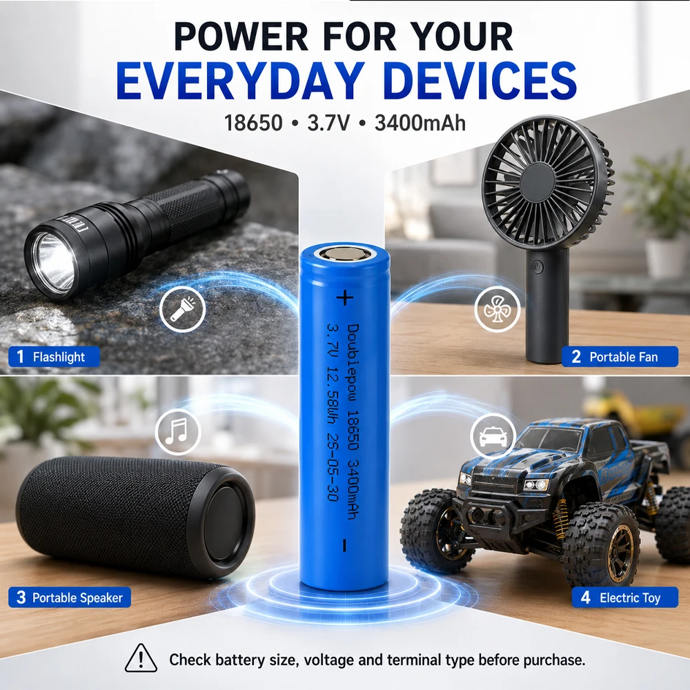 18650 Akku 3400mAh 3,7V Wiederaufladbare Li-Ionen-Lithium-Batterien mit flachem Anschluss für Taschenlampen, Spielzeug, Ventilatoren, Lautsprecher, elektronische Geräte – Detail 5