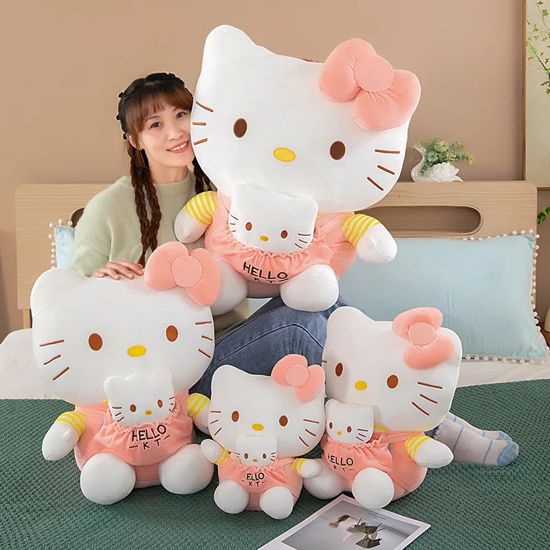 Sanrio Hello Kitty Plush Anime Peripheral Toy Doll Mother Son Kt Cat Cloth Doll Exchange Puppet Christmas Gift Toy For Child