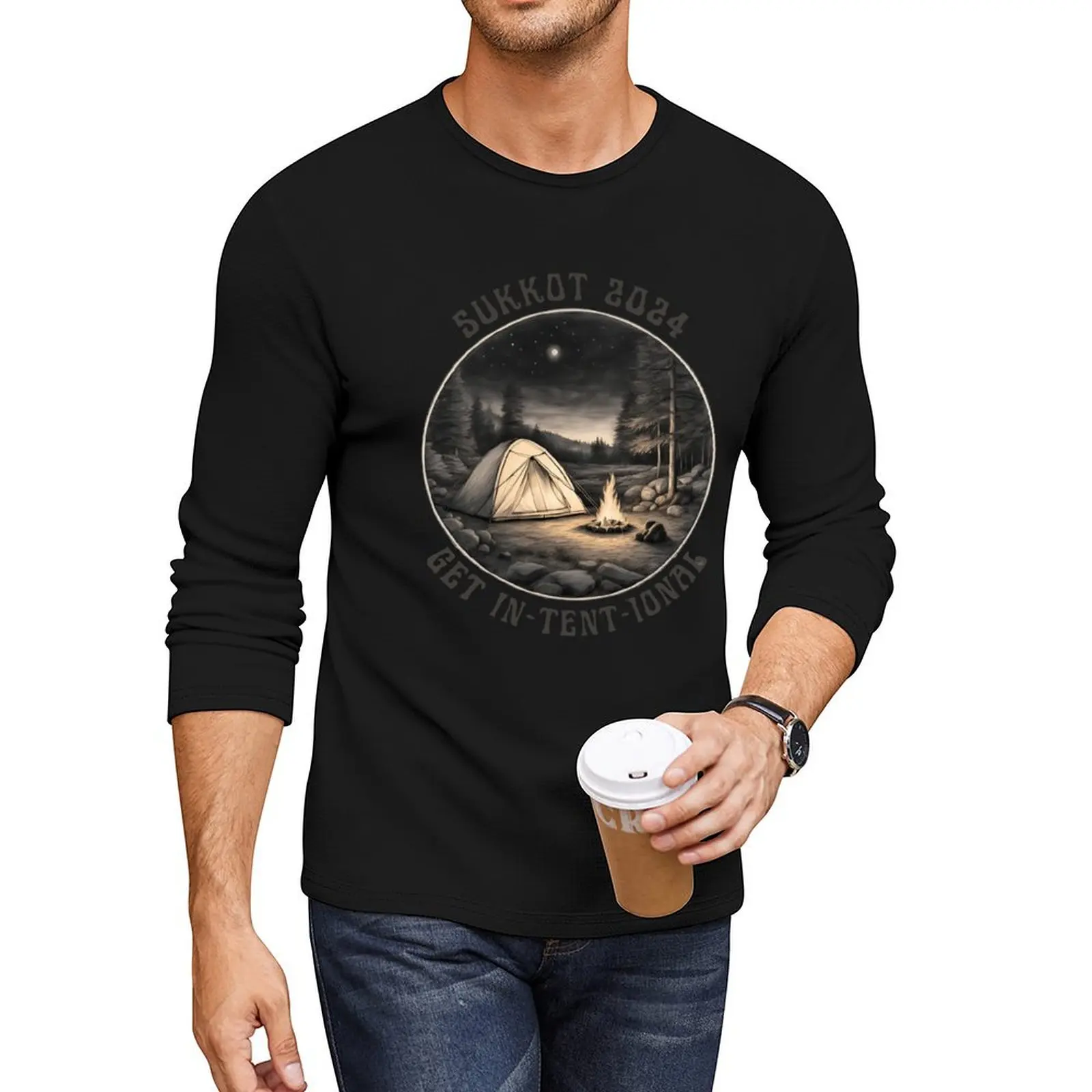 

Sukkot 2024 Get In-tent-ional Long T-Shirt custom t shirt Men's t-shirt