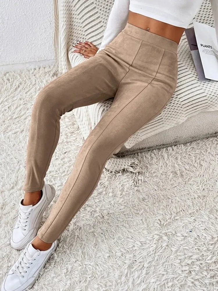 2024 Sexy Astic Imitation Leather Leggings Women Stretch High Waist Pants Slim Fit Leggings For Women Spring Fall Pants