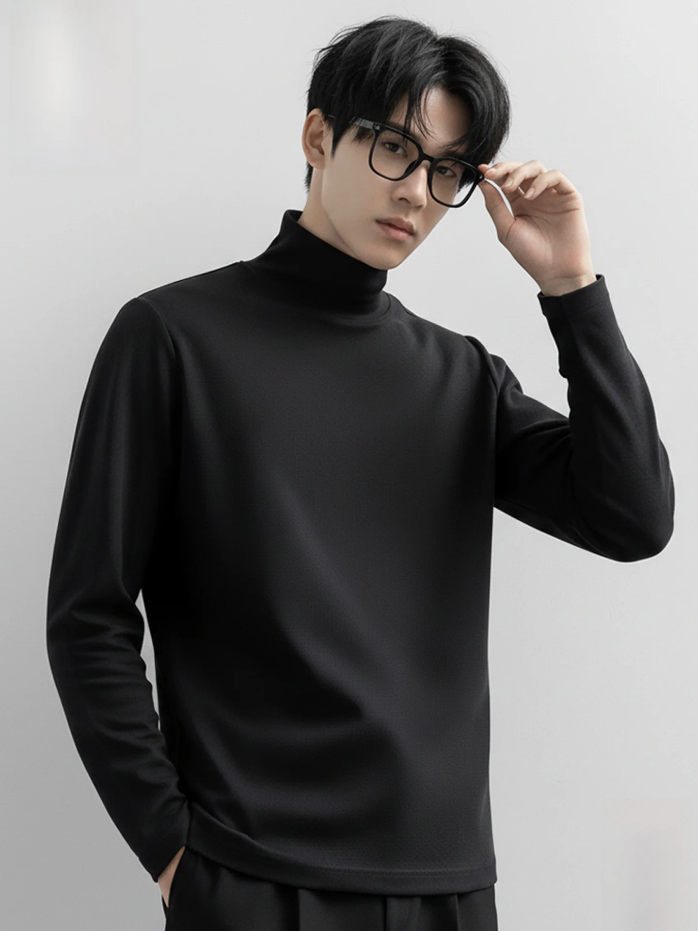 

Мужская теплая футболка с высоким воротником и длинным рукавом на флисовой подкладке, осенне-зимний повседневный топ