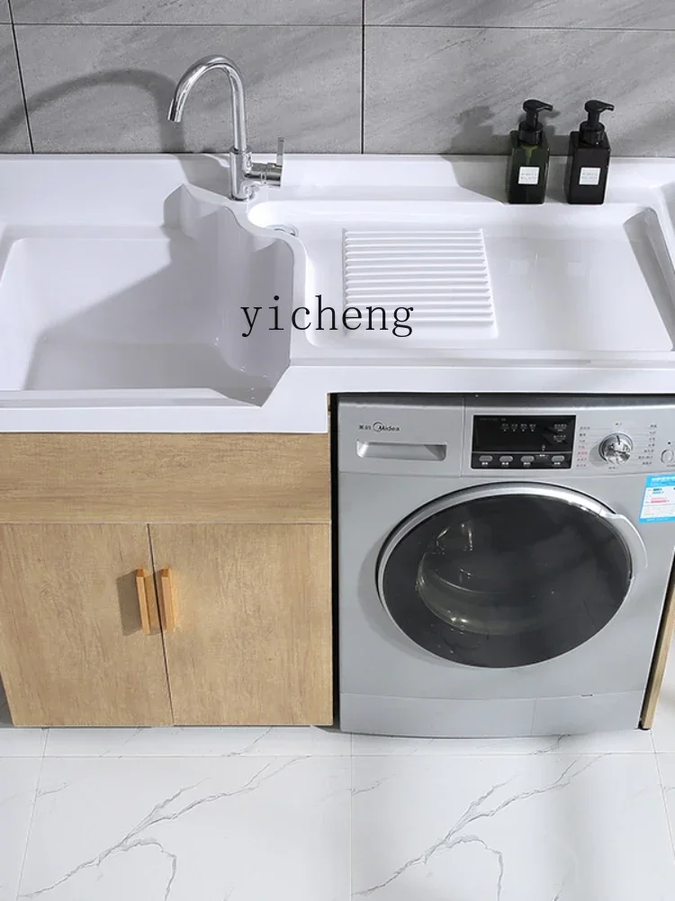 

Alumimum Wash Wardrobe with Washboard Double Drain Laundry Tub Cabinet Cabinet Combination Laundry Table