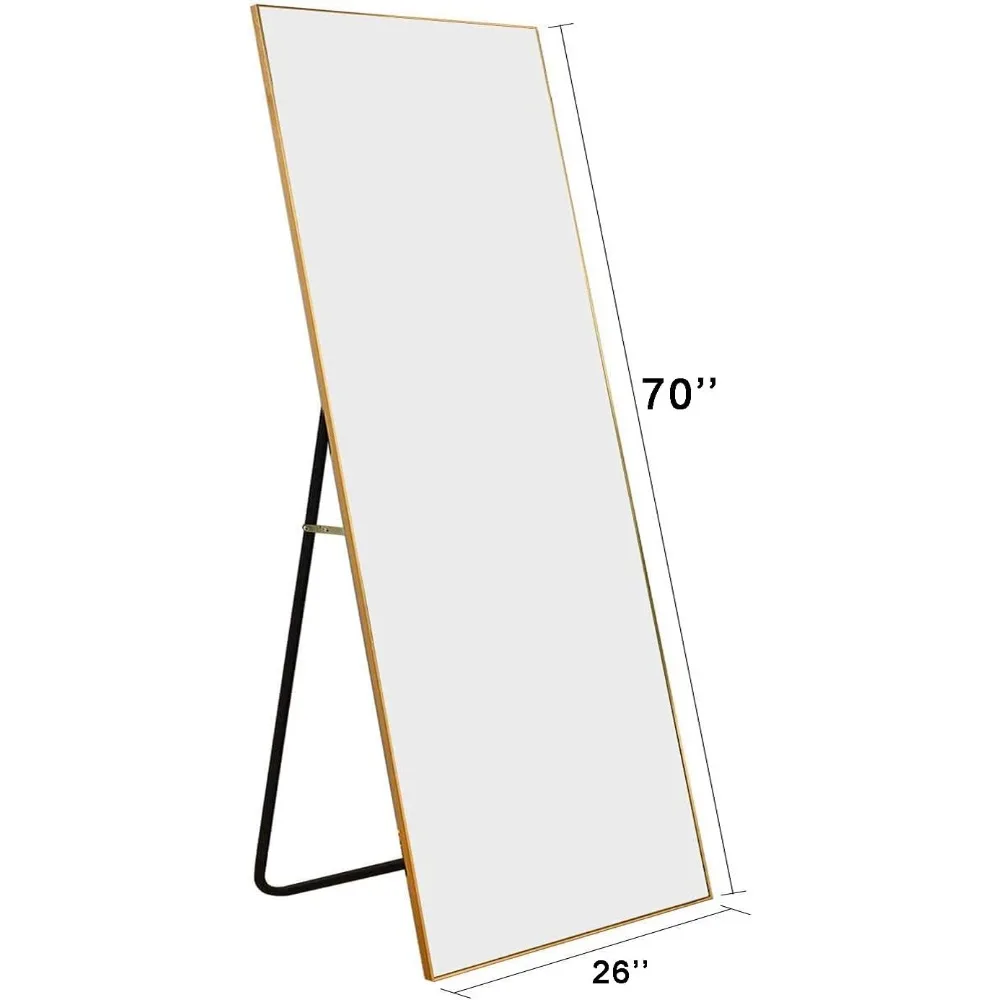 Espelho de parede de comprimento total com suporte, 70x26, versátil para uso doméstico, ideal para quartos e salas de estar