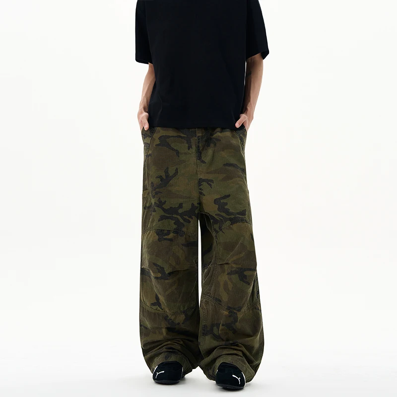 

2025 New American Street Camouflage Work Pants Men's and Women's Same Pattern Multi Pocket Denim Casual Pants
