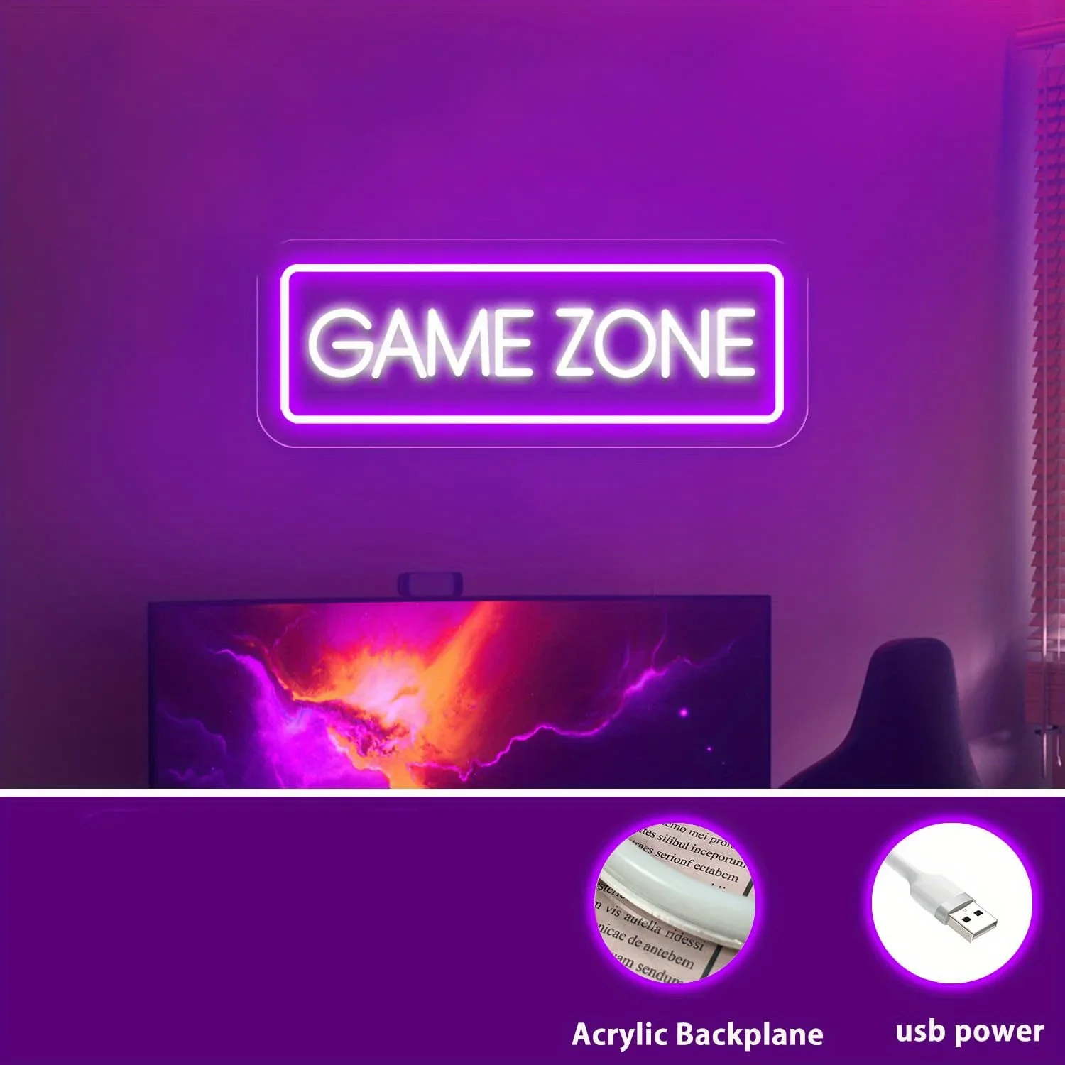 منطقة الألعاب LED النيون تسجيل USB بالطاقة عكس الضوء LED ضوء النيون تسجيل لغرفة النوم بلاي ستيشن Xbox إعداد غرفة الألعاب جدار ديكور هدية #5