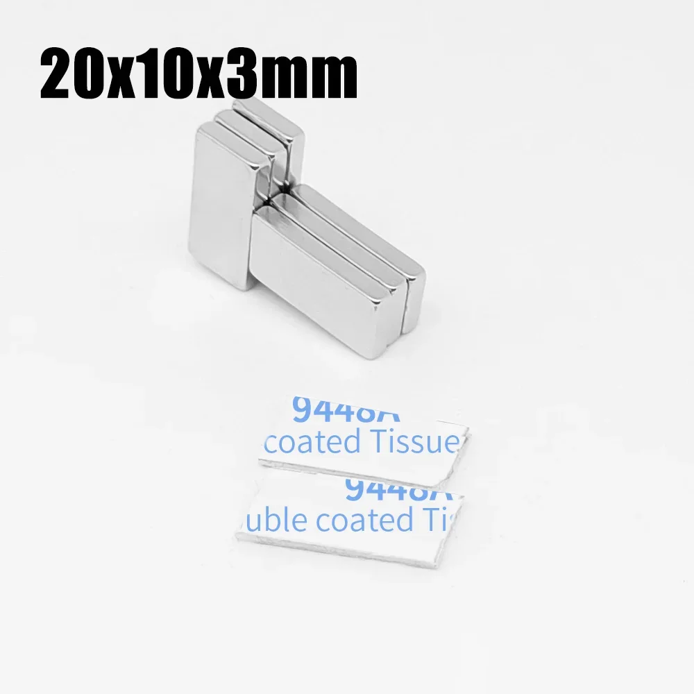20x10x3 Quadrate  Magnet With Self - Adhesive Tape 20x10x3mm Powerful Magnet 20*10*3 For Home Refrigerators, Offices DIY