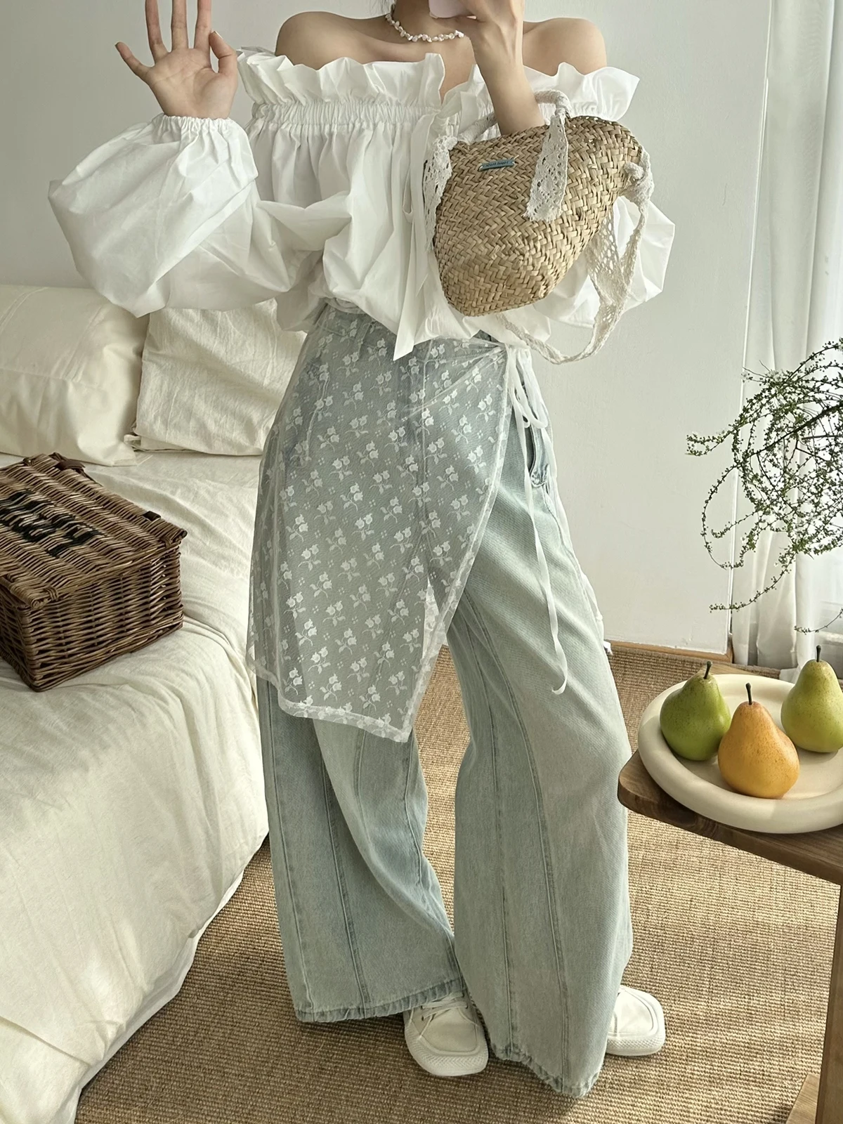 

Легкие джинсы с высокой талией и широкими штанинами для женщин, свободные, стройнящие, модные, весна 2024, повседневные длинные брюки, джинсовые штаны