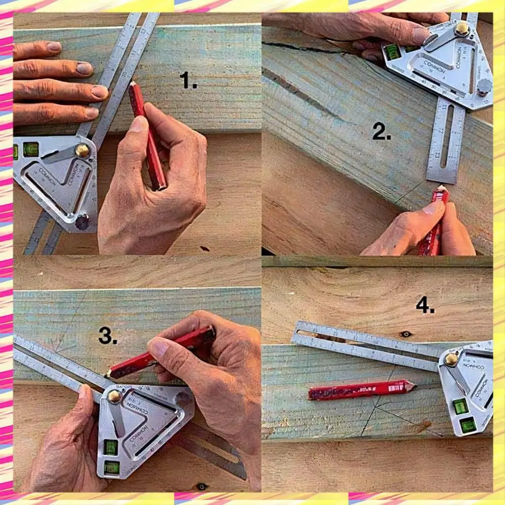 

ABJJ 1 Pcs Multi-Functional Woodworking Ruler Premium Adjustable Protractor Building Decoration Measuring Tools