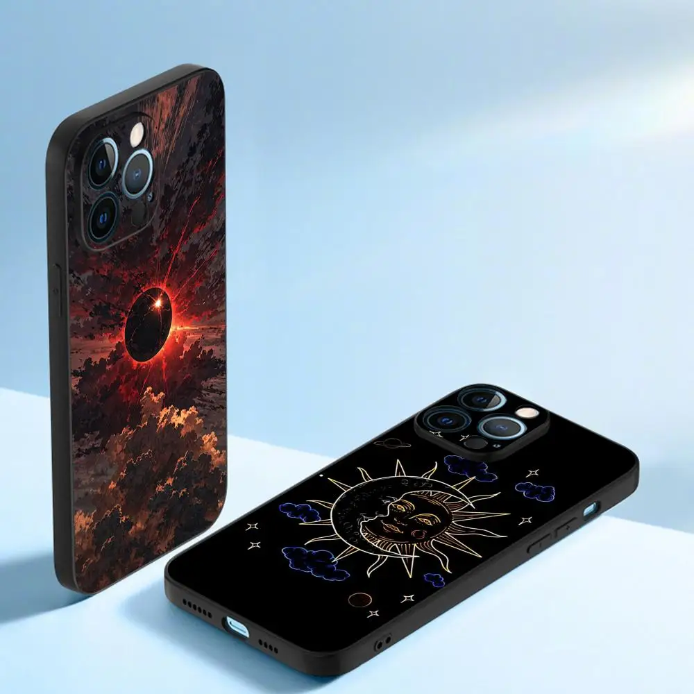 Чехол для телефона с ретро-рисунком в стиле арт-пейнтинг для iPhone 17, 16, 16e, 15, 14, 13, 12 Plus, Mini, Pro, Max – Мягкий черный противоударный чехол