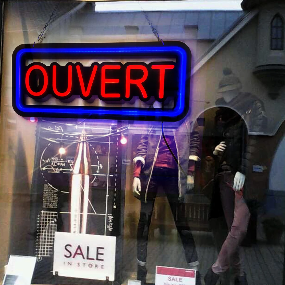 Blue And Red Ouvert Neon Light - Decor Lighting Opening Hours ulasan dan harga